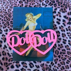 Acrylic Doll Heart Earrings